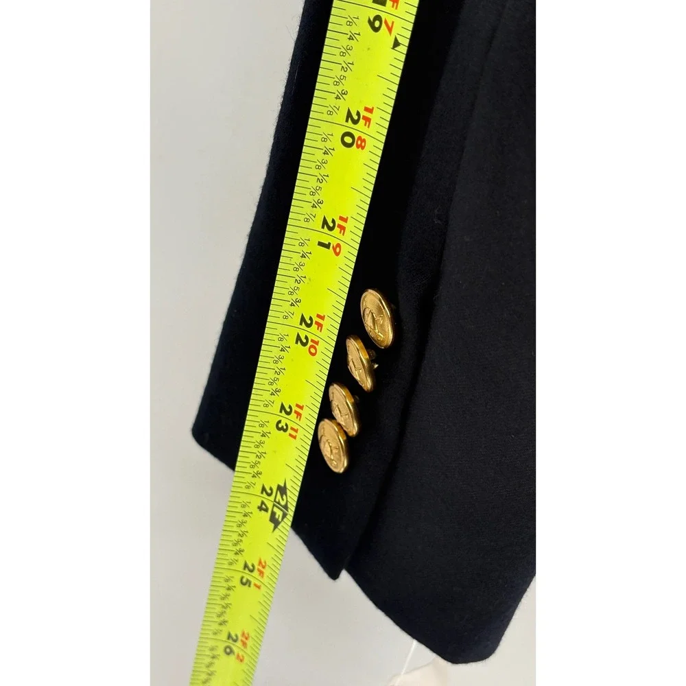 Ralph‎ Lauren Blazer Crest Cricket Dark Nay Blue Gold Buttons Women 6 Wool New